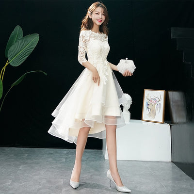 SS138 Champagne High Low Wedding dress