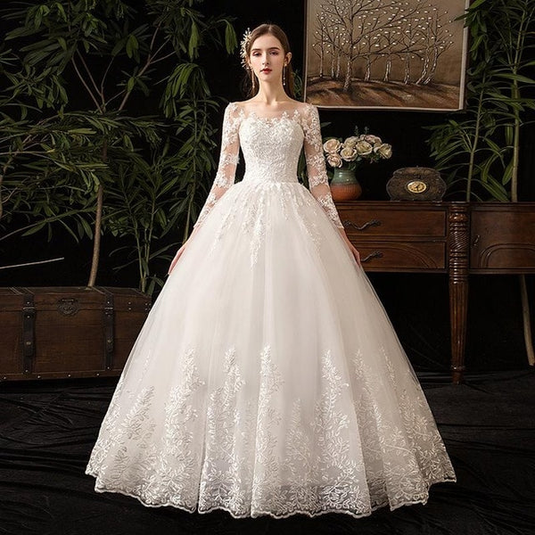 CW255 Vintage cheap full Sleeve Lace Bridal Gown - Nirvanafourteen