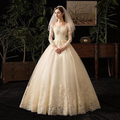 CW255 Vintage cheap full Sleeve Lace Bridal Gown
