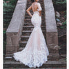CW383 Simple 3D Flowers Lace Backless mermaid Bridal Dress
