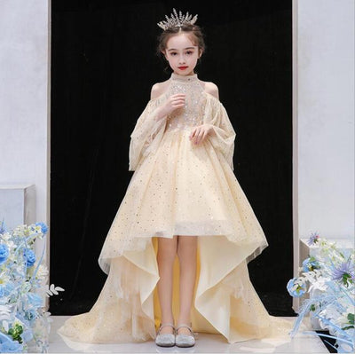 FG429 :  2 styles Champagne Pageant dress for Girls