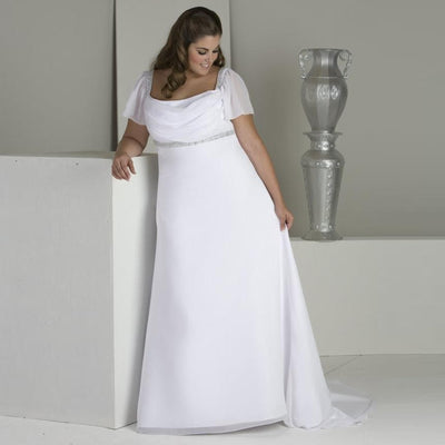 CW331 Minimalist plus size chiffon beach Wedding Dress