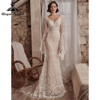 CW836 Flare sleeve bohemian Wedding dress