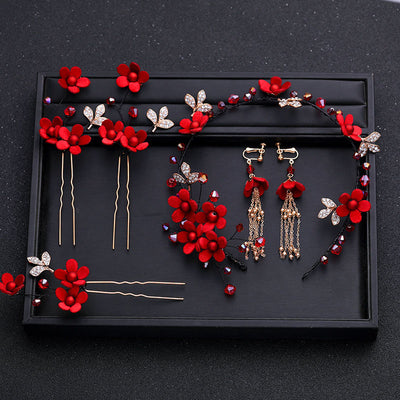 BJ484 Red flowers chinese style Wedding Jewelry Sets