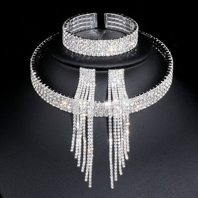 BJ96 Classic Bridal Jewelry Sets Necklace+ Earrings +Bracelet