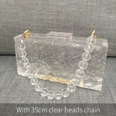 CB330  Transparent Acrylic Box shaped Evening clutch Bags