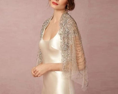 WJ36 Couture Crystals Beaded Bridal Bolera cape