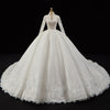 HW143 Korean style long sleeves beaded Wedding gown with chapel train