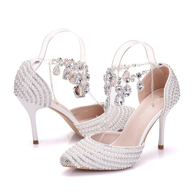 BS277 Luxury Wedding heels Rhinestone & Pearls