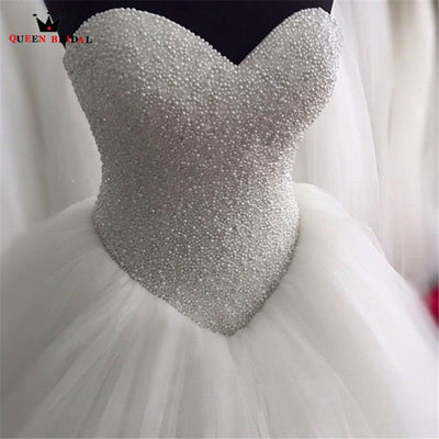 HW431 Strapless Pearls BeadsWedding Dresses