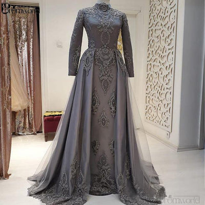PP436 High Neck beaded Muslim Evening Dresses ( Custom Colors )