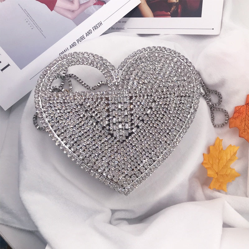 CB194 Diamonds Heart Star shape Evening Clutch Bags