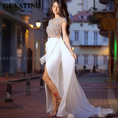 LG405 see through diamond beaded Gown with detachable train