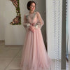 PP394 Vintage Puff sheer sleeve Prom dress