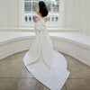 CW502 Simple Satin Mermaid Wedding Dress with detachable bowknot