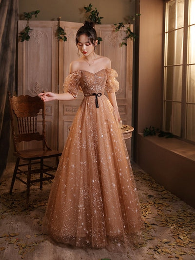 BH281 Elegant Champagne sequin Homecoming Dress