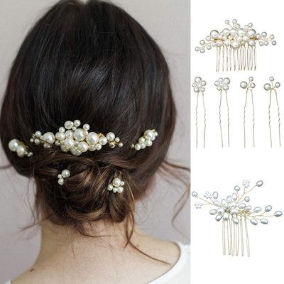 BJ170 Elegant Pearl Bridal Hairpin+Comb