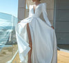 CW744 Wedding dress  simple Long Sleeves A-Line Side Slit