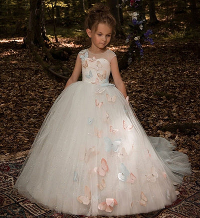 FG398 Butterfly First Communion Dress with tail