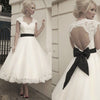 SS60 Vintage Backless with Bow Tea Length Bridal gowns