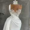 CW647 High neck mermaid Bridal dress with overskirt