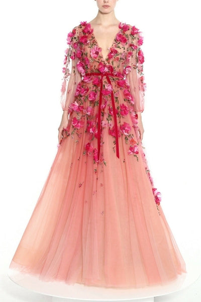 CG330 : 3D floral pink dress for Pre-wedding photoshoot