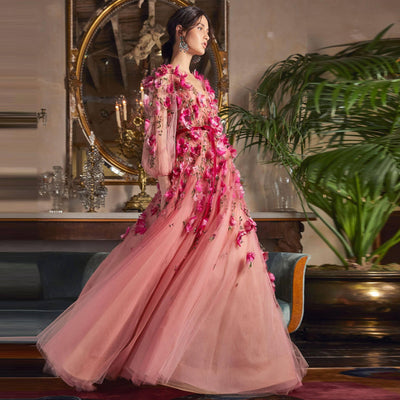 CG330 : 3D floral pink dress for Pre-wedding photoshoot