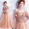 PP326 Off the shoulder flower applique Prom dress