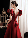 BH418 : 2 styles Burgundy satin Bridesmaid dresses