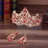 BJ62 Magnificent Baroque Bridal Tiaras + Matching Earring(Red/Green)