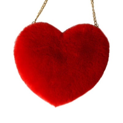 CB153 Heart Shaped Faux Fur Purse(7 Colors)