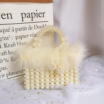 CB228 Faux Fur Pearl Clutch Bags ( 2 Colors )