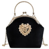 CB79 Vintage Velour Heart Design Prom Clutch Bags( 5 Colors)