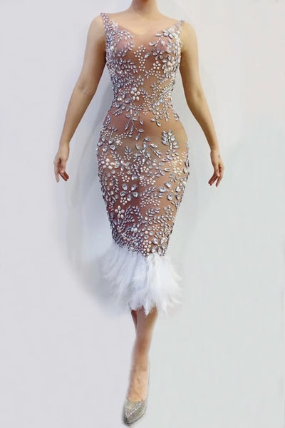 KP78 Singer costume Flashing Mesh Stretch feather