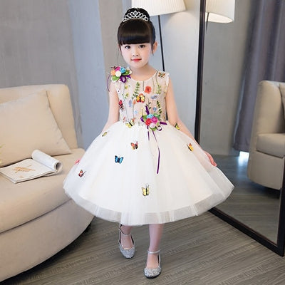 FG143 Embroidery Appliques ball gown flower Girl Dress