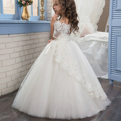 FG289 Lace  short sleeves flower girl Dress