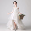 FG165 Elegant white high low Flower girl dress