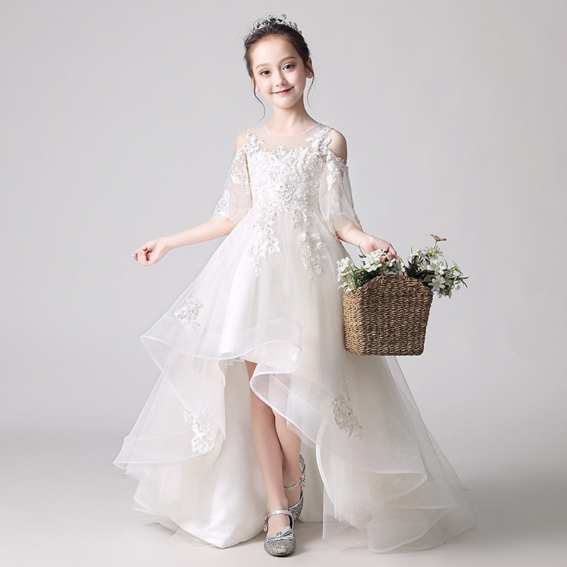 Hi-Low Lace Flower Girl Dress