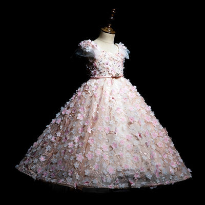 FG418 : 3d flowers beaded First Communion Dress