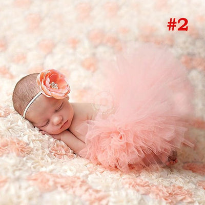 FG195 Newborn photography prop Tutu Skirt+Flower Headband(9 Colors)