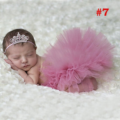 FG195 Newborn photography prop Tutu Skirt+Flower Headband(9 Colors)