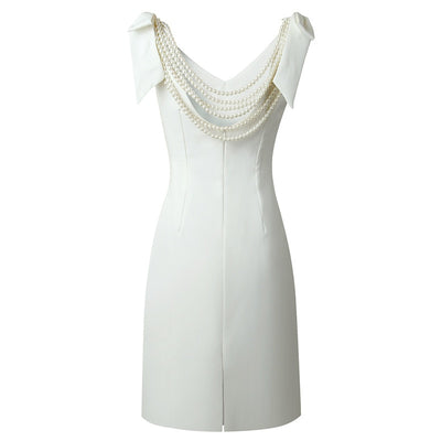 SS218 Cheap pearl backless short Wedding dress