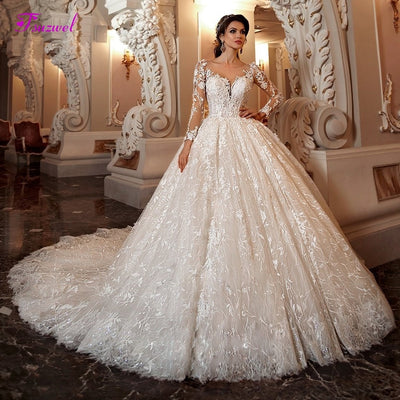 HW239 Gorgeous Appliques Lace Ball Gown Wedding Dress - Nirvanafourteen