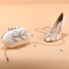 BS204 Satin Creamy-white Bridal Shoes+Clutch Bags