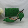 BS165 Green Lace Wedding Shoes + Clutch Purse