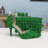 BS165 Green Lace Wedding Shoes + Clutch Purse