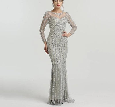 LG203 Luxury Sparkly long sleeves Diamond Evening Gowns (4 Colors)