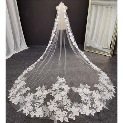BV61 Real Photo flower lace Wedding veil 300 cm