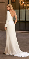 CW521 One shoulder Satin Glitter Beach Wedding dress