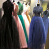 LG421 High Neck Beading Tassel A-line Evening Gowns (6 Colors)